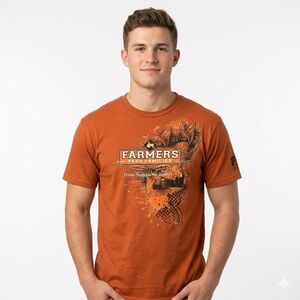 Choko Farmers Feed Families Graphic T-Shirt Men's Large Orange New With Tags